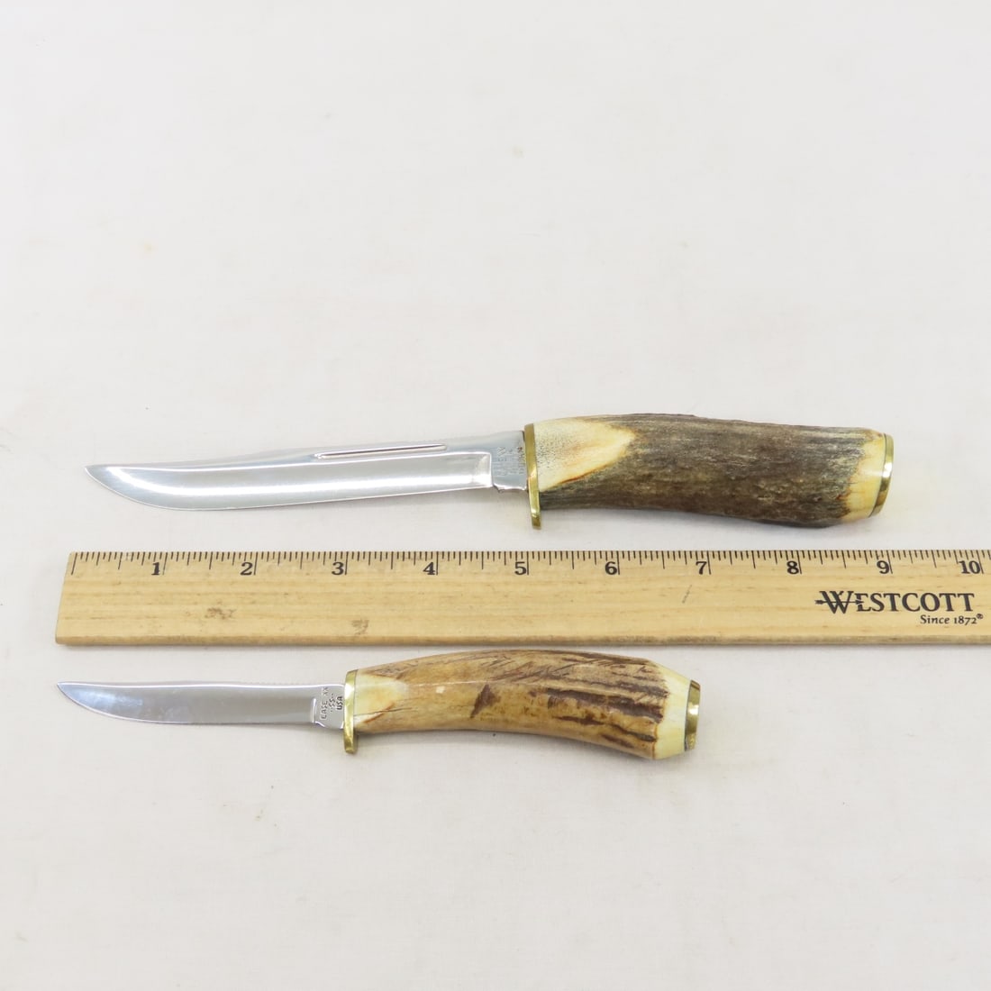 2 Case XX Fixed Blade, Bone Handle Knives - 16