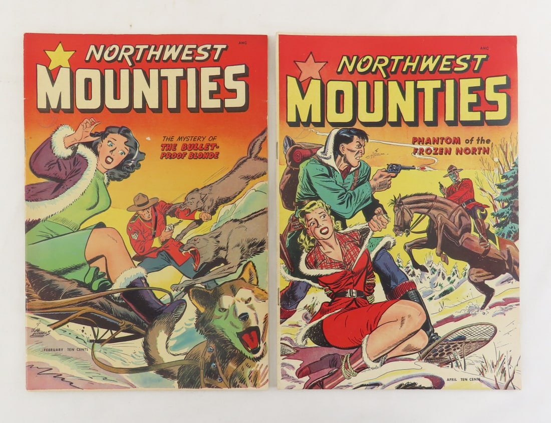 1949 Northwest Mounties #2 and #3 Comic Books: 1949 Northwest Mounties #2 and #3 Comic Books - both have a pencil written D on cover top left otherwise very good. LOT SIZE: 12x8x1", 1 lbPhotos are part of description, please ask questions and