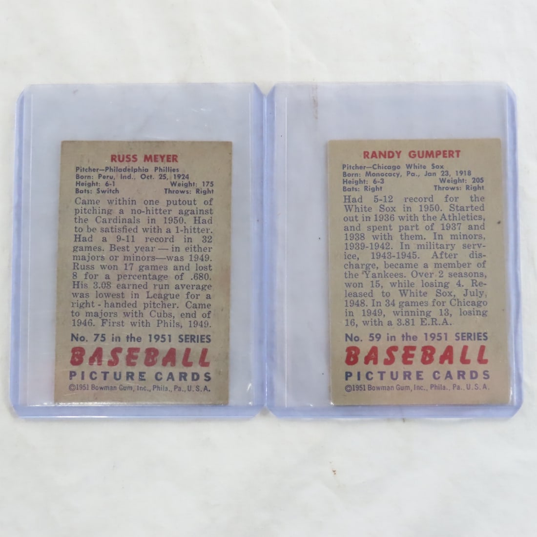 10 Sharp 1951 Bowman Baseball Cards - 11
