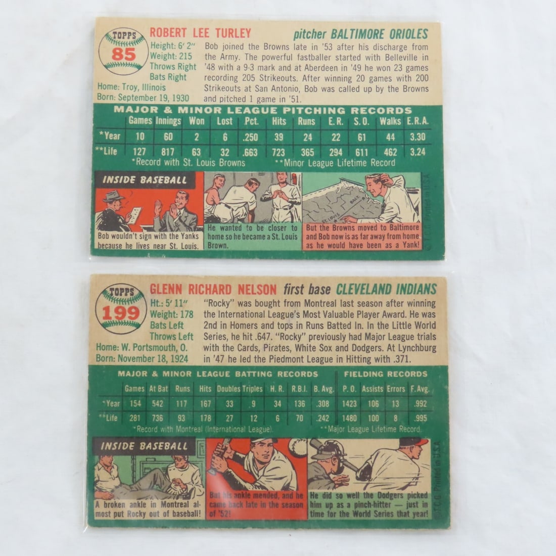 10 Sharp 1954 Topps Baseball Cards - 3