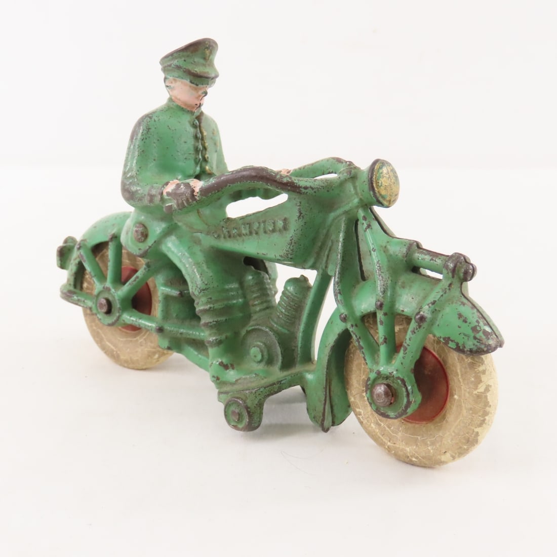 Champion Cast Iron Motorcycle Cop: Champion Cast Iron Motorcycle Cop - Lot Size 8x5x3" 1 LBPhotos are part of description, please ask questions and read terms & conditions before bidding. 