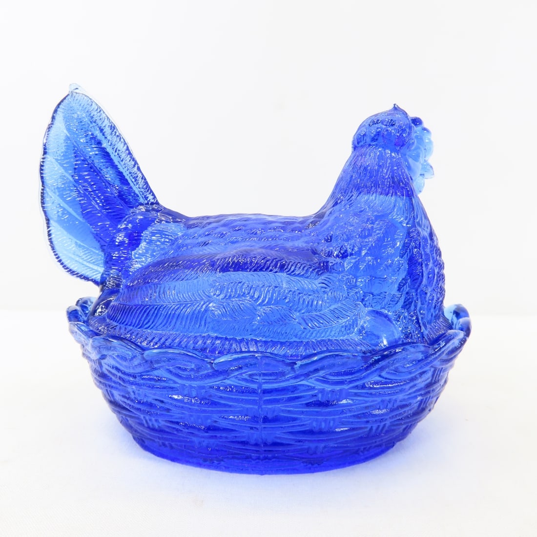 Vintage Fenton Cobalt Blue Hen on Nest - 2