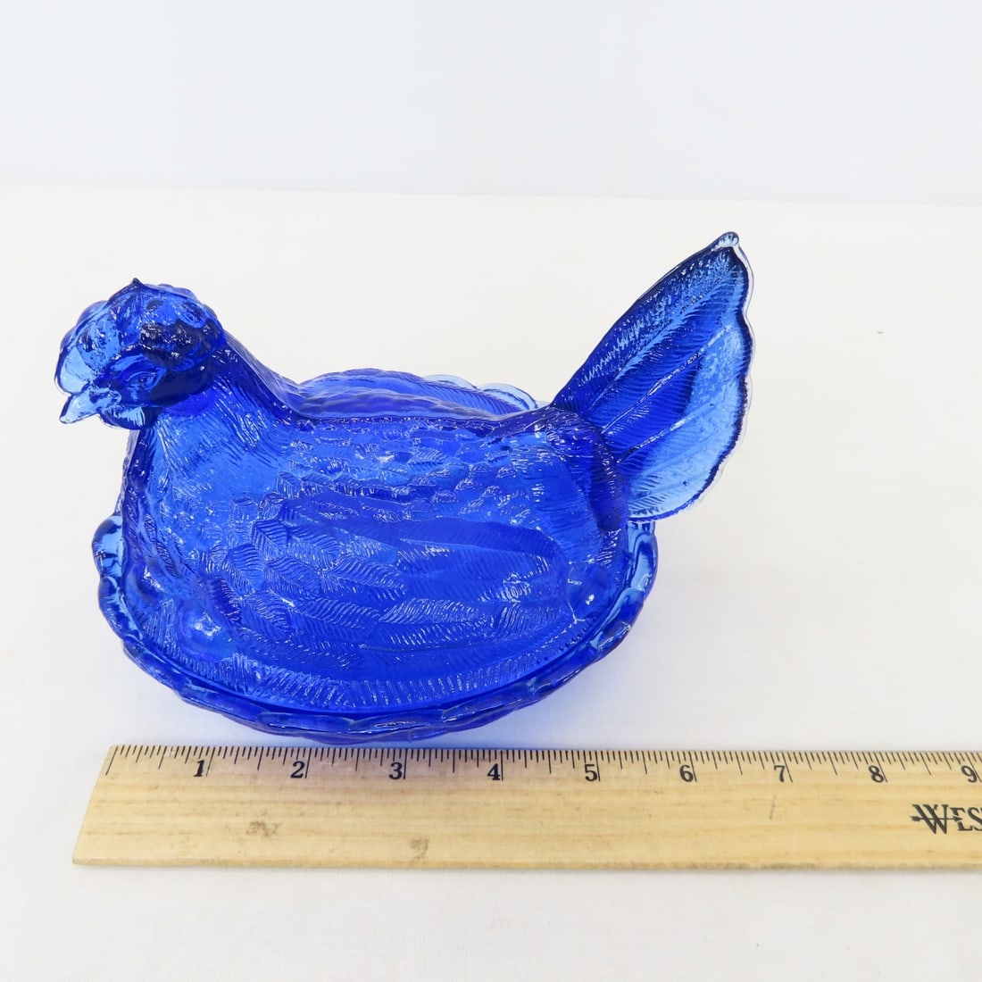 Vintage Fenton Cobalt Blue Hen on Nest - 8