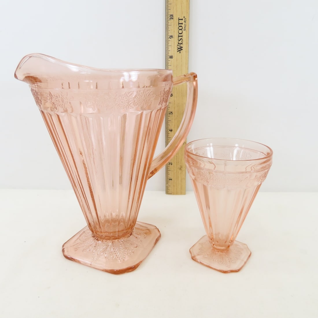 48pc Jeanette "Adam" Pattern Pink Depression Glass - 3
