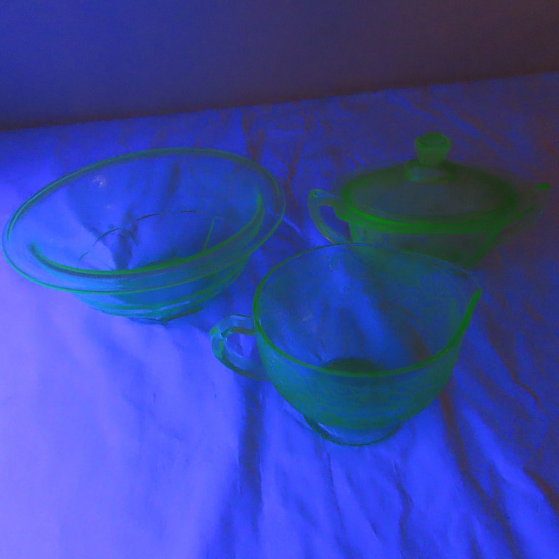 28pc Hocking Green Uranium Glass Princess Pattern - 20