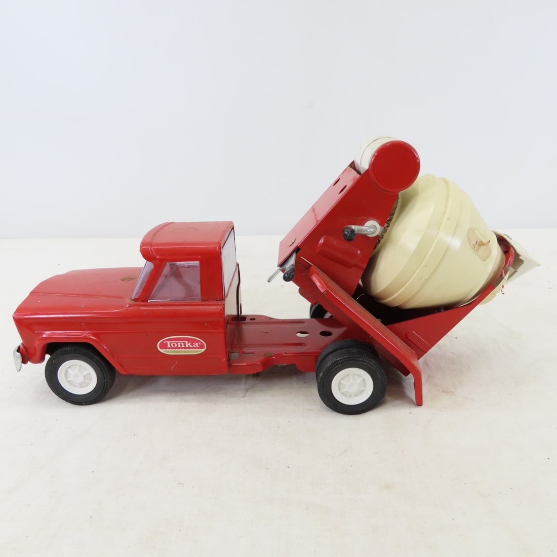 2 1960's Tonka Red Jeep Cement Mixer Trucks - 12