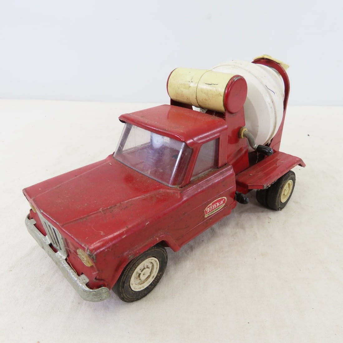 2 1960's Tonka Red Jeep Cement Mixer Trucks - 16