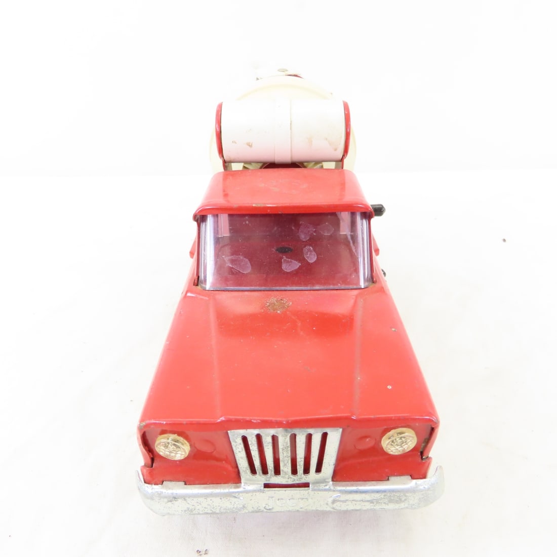 2 1960's Tonka Red Jeep Cement Mixer Trucks - 9