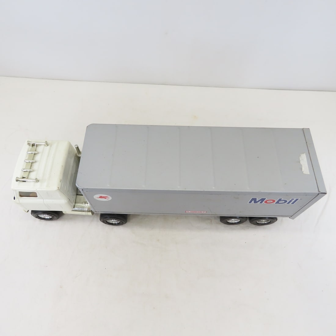 Vintage ERTL Steel Truck & Mobil Oil Trailer - 9