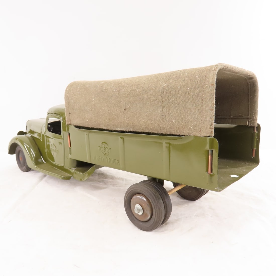 Vintage Pressed Steel Buddy L Army Truck Restored - 3