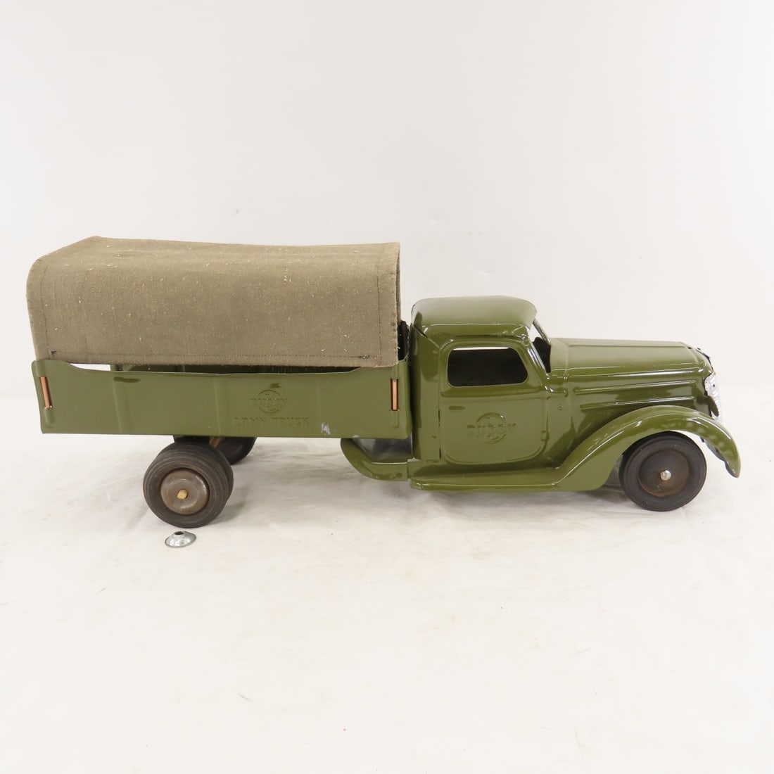 Vintage Pressed Steel Buddy L Army Truck Restored - 6