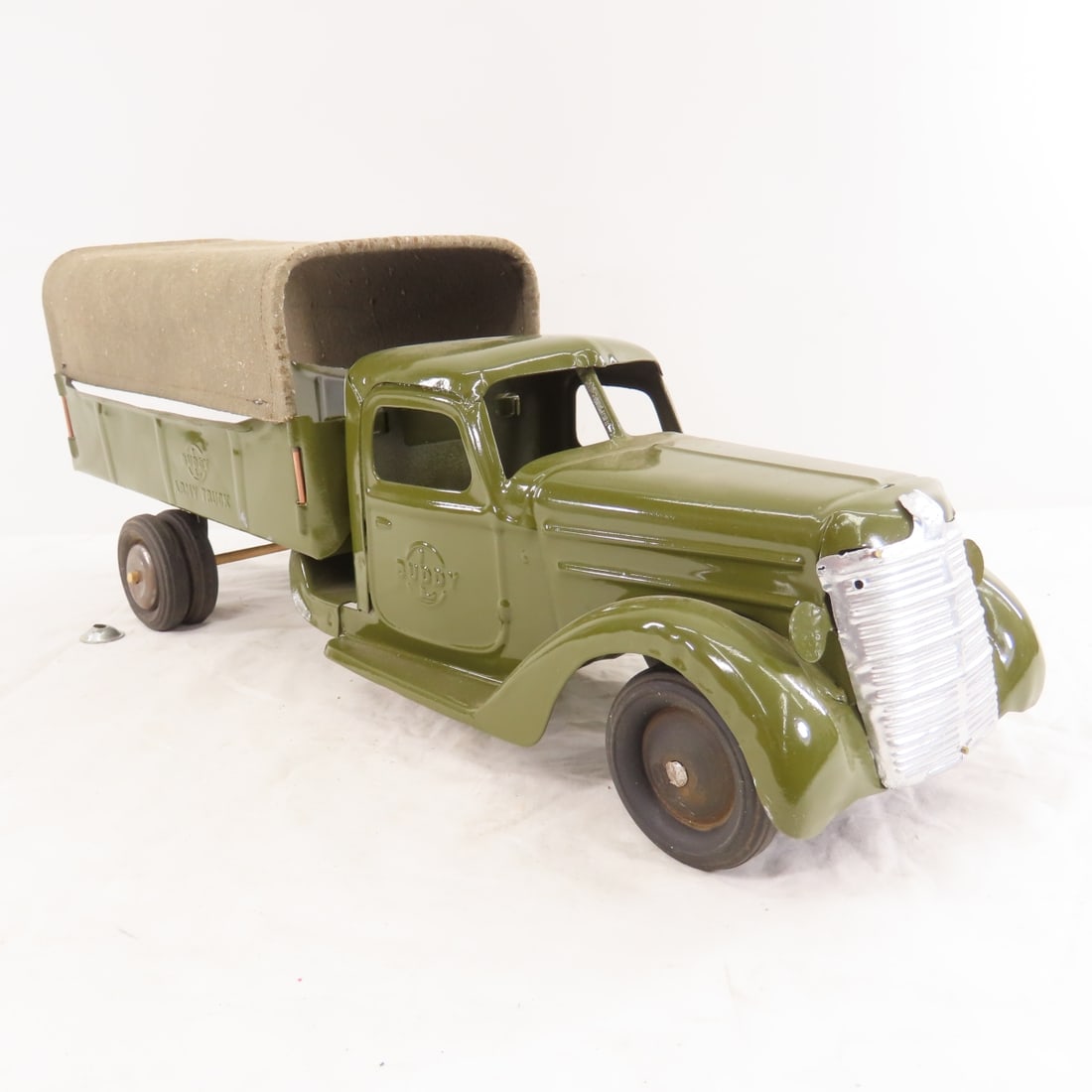 Vintage Pressed Steel Buddy L Army Truck Restored - 7