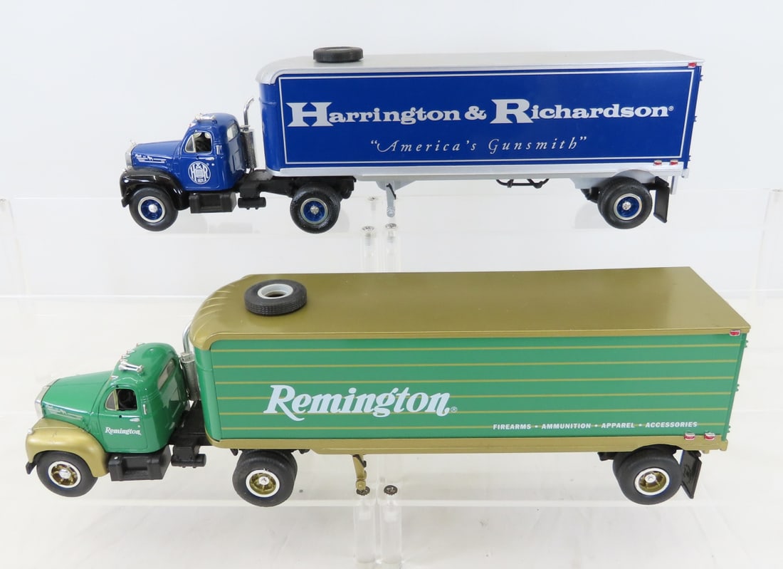 2 First Gear Semis Remington and H&R: 2 First Gear Semis Remington and H&R - LOT SIZE: 14x6x4", 5 LBS All information and photos are intended to be as accurate as possible, but errors are possible. No item may be returned or refused