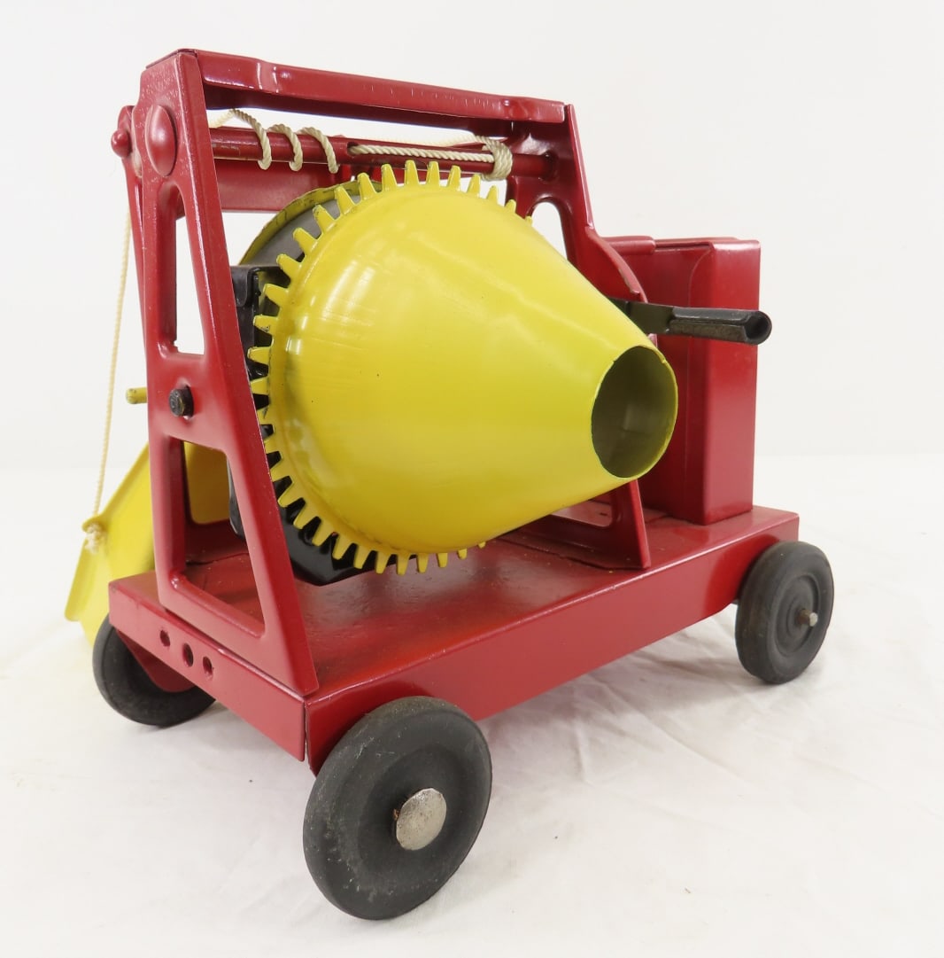 1930's Buddy L Concrete Mixer- Restored: 1930's Buddy L Concrete Mixer- Restored - LOT SIZE: 11x11x8", 3 LBS All information and photos are intended to be as accurate as possible, but errors are possible. No item may be returned or refused
