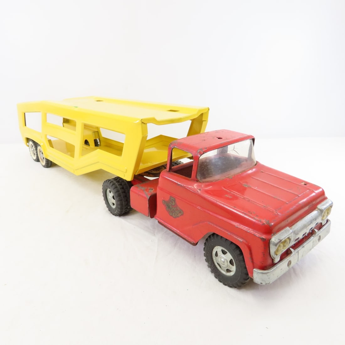 Tonka Toys Restored Car Hauler & #5 Fire Truck Cab - 7
