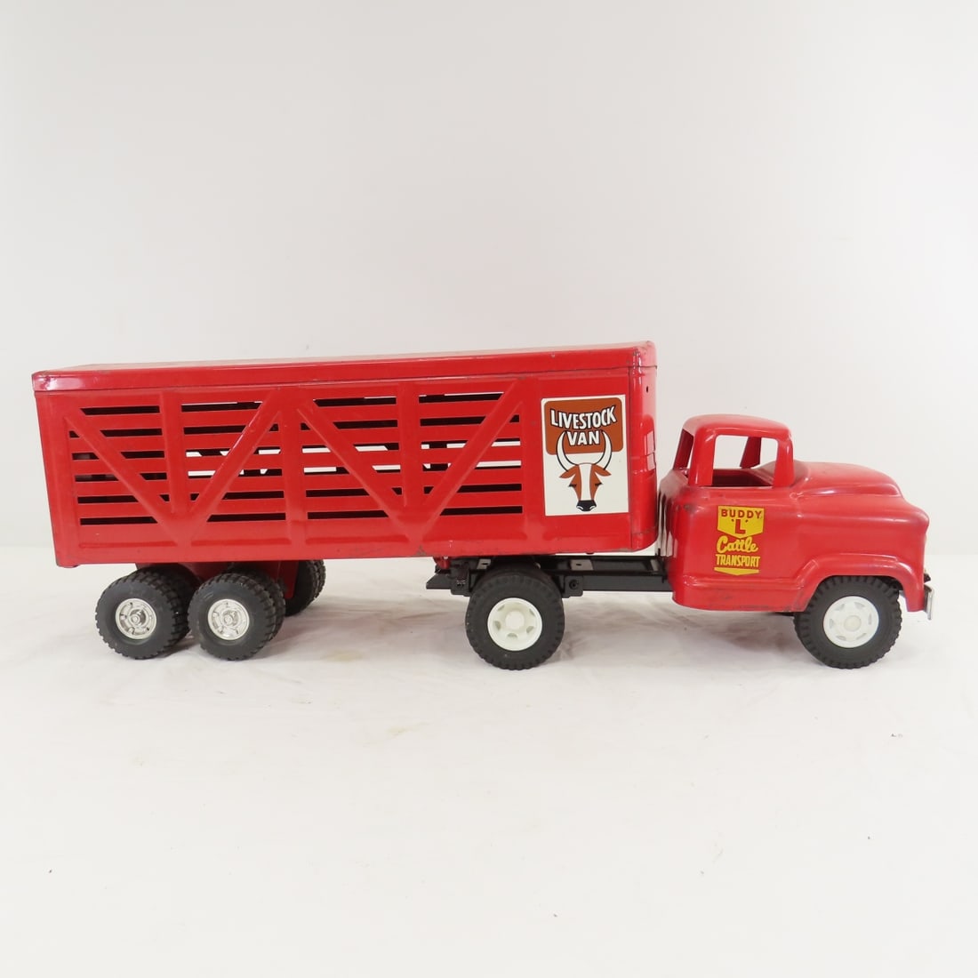 Structo & 2 Buddy L Trucks & ERTL Cattle Trailer - 7