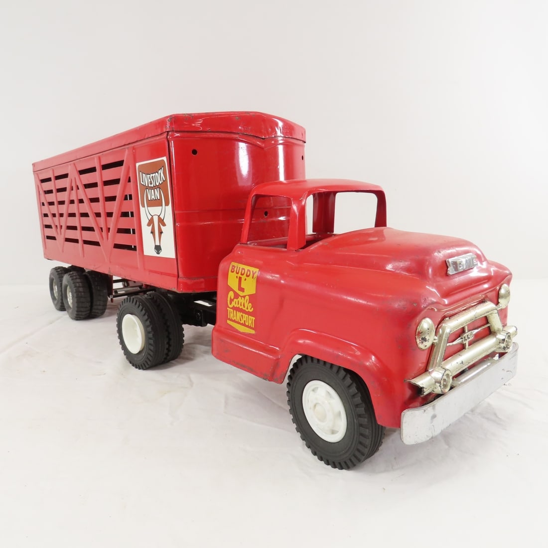 Structo & 2 Buddy L Trucks & ERTL Cattle Trailer - 8