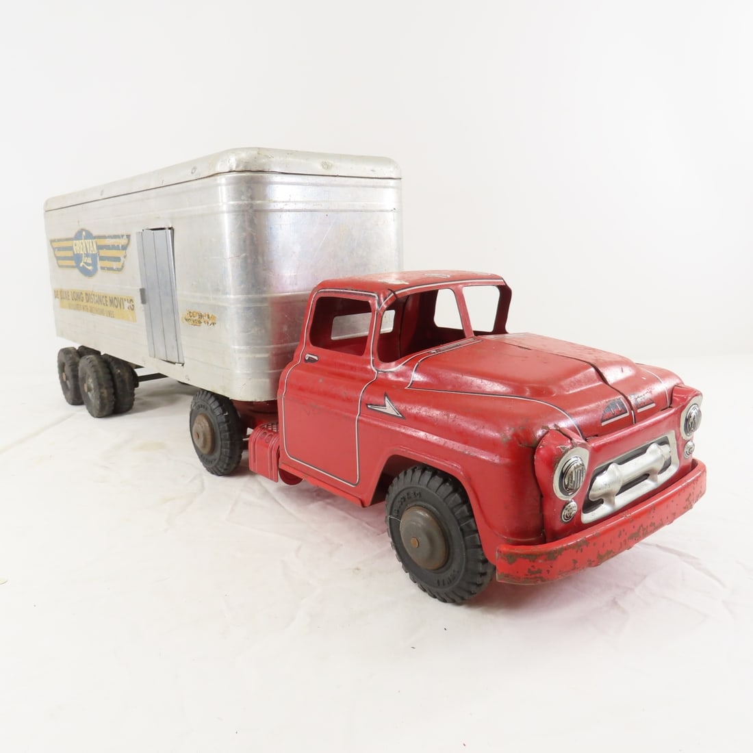 2 Original MARX LUMAR Trucks & Wyandotte Trailer - 8