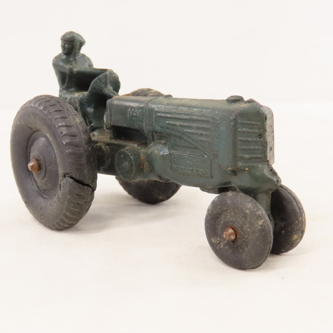 3 Auburn 1930's Rubber Green Tractors- 1 Complete - 7