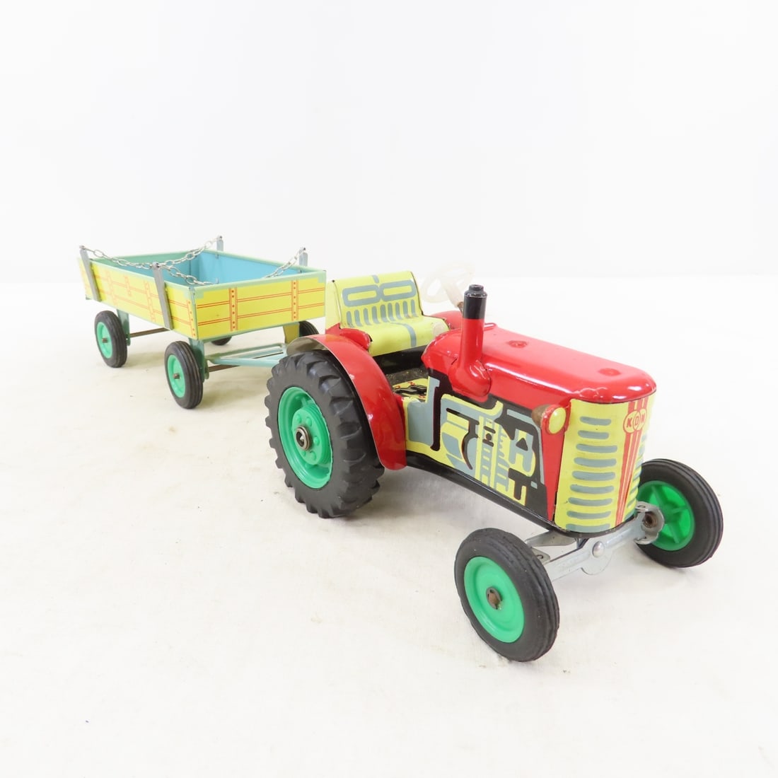 Vintage Kovap Zetor Tin Litho Tractor & Trailer - 7