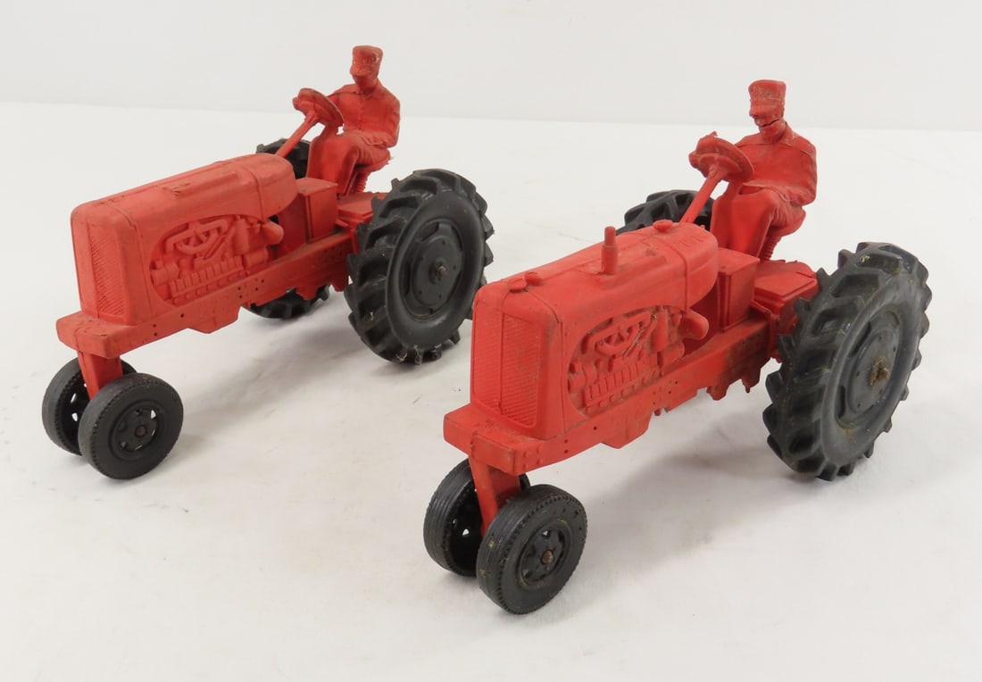 2 Auburn 572 Rubber Tractors with Drivers: 2 Auburn 572 Rubber Tractors with Drivers - LOT SIZE:7x6x5" 1 LBAll information and photos, which are part of the description) are intended to be as accurate as possible, but errors are possible. No