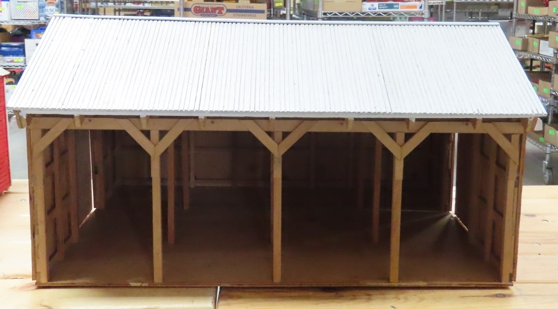 Scratch Built Wood Implement Barn w/ Sliding Doors - 4
