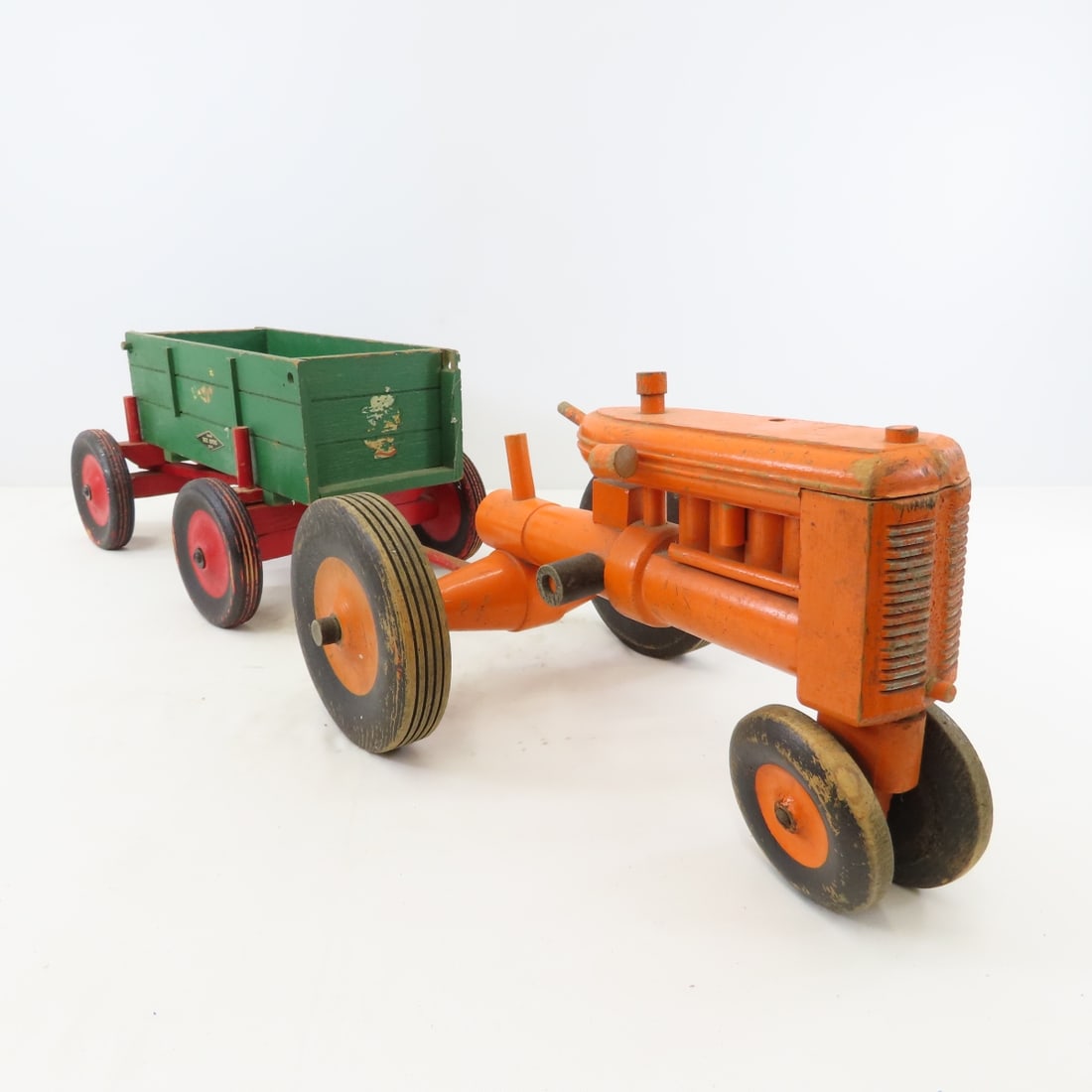 2 Scratch Built Wood Tractors & 2 Trailers - 8