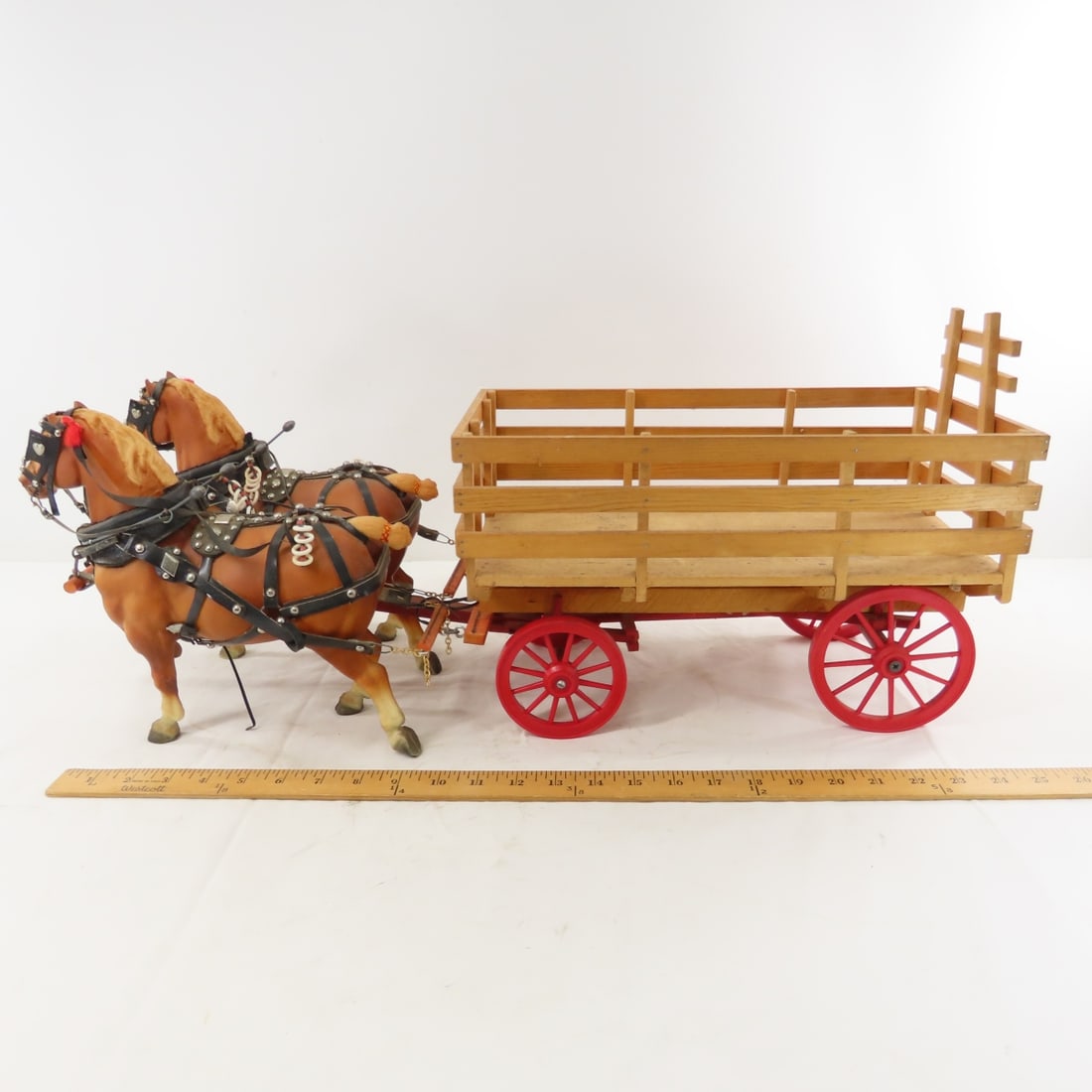 Custom Hay Wagon with 2 Breyer Horse Team - 2