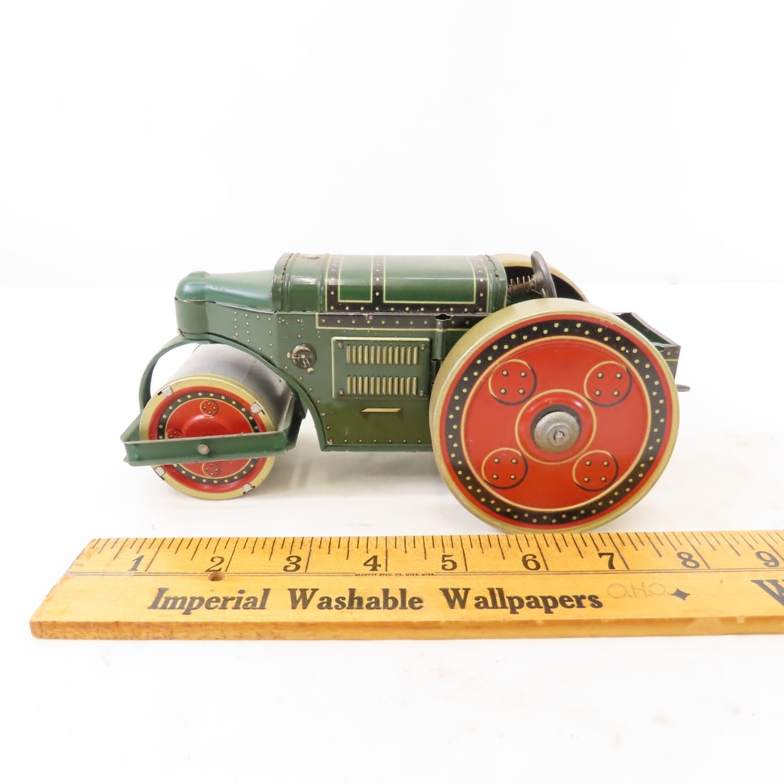 Vintage Lineol Toy Road Roller Key Wind Tin Toy - 2