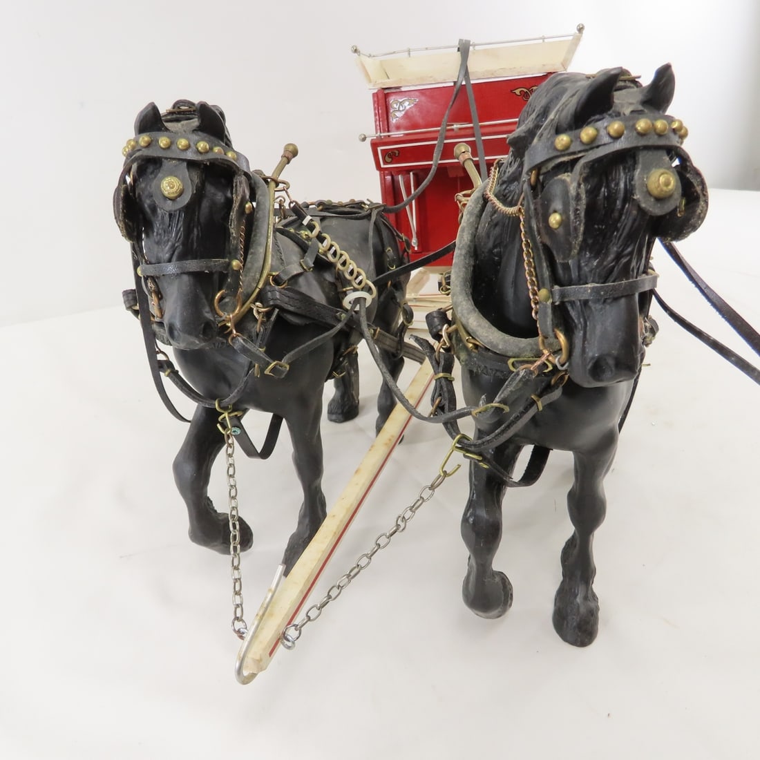 Scratch Built Red Farm Wagon with 2 Horse Team - 3