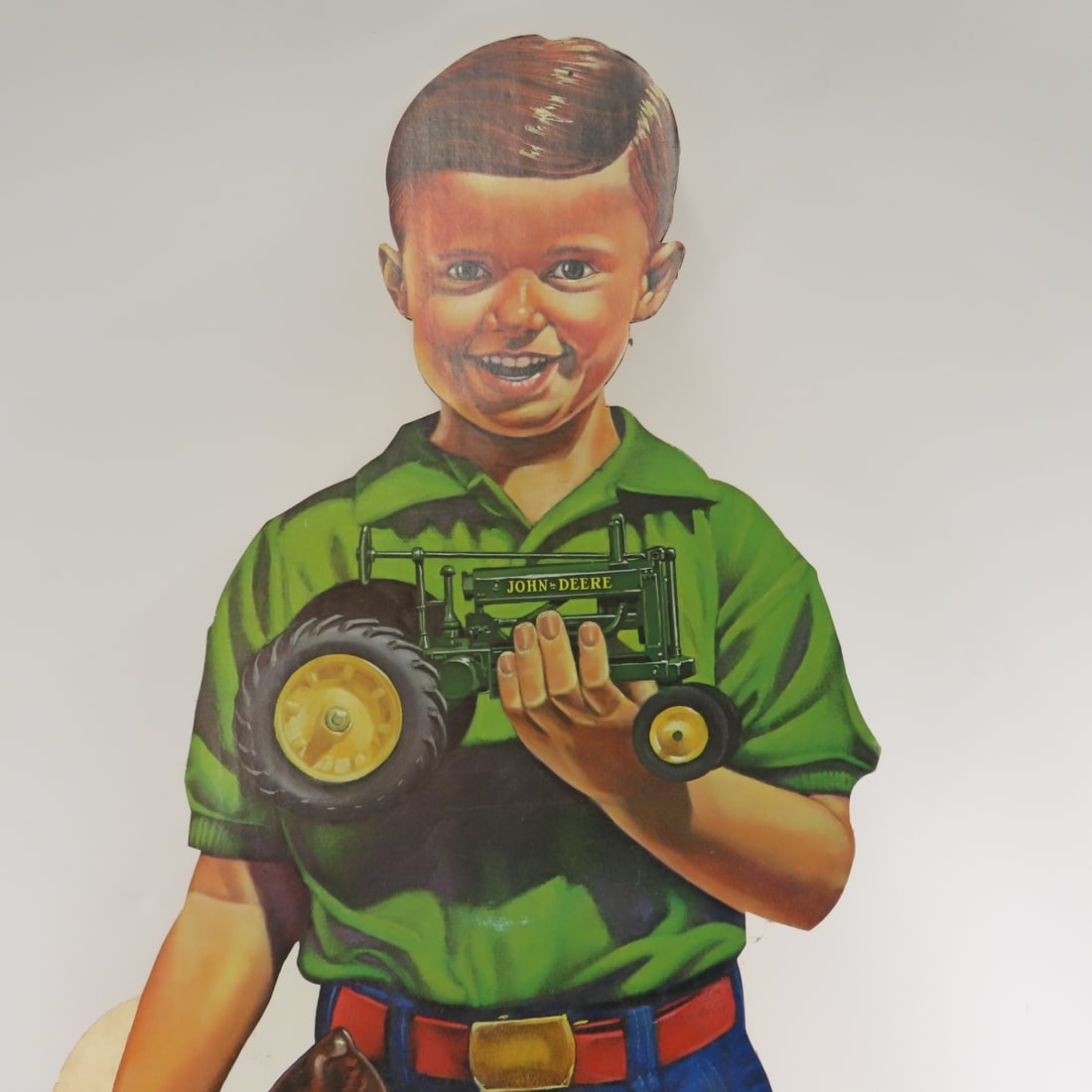 Vintage John Deere cardboard cutout boy & tractor - 2