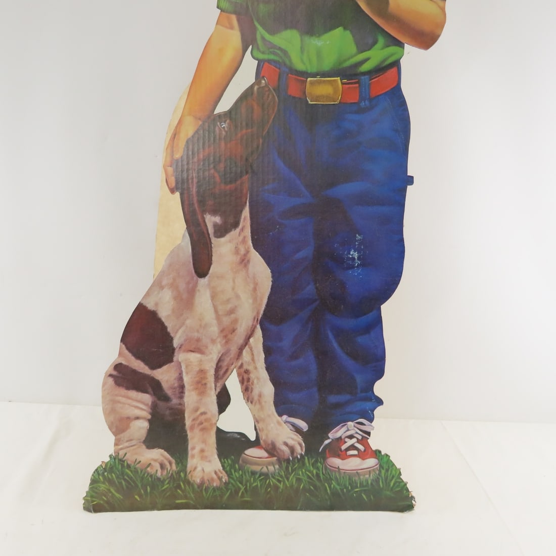 Vintage John Deere cardboard cutout boy & tractor - 3
