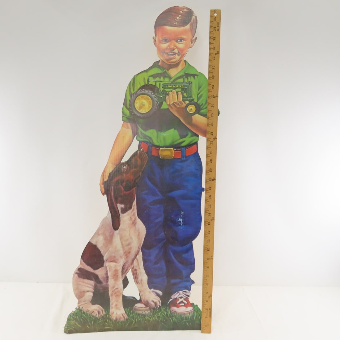 Vintage John Deere cardboard cutout boy & tractor - 7