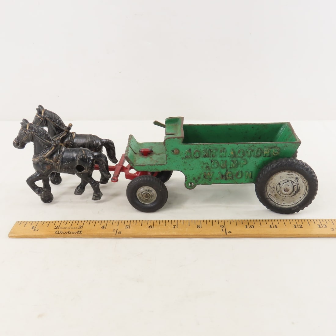Arcade Cast Iron Contractors Dump Wagon & Team - 2