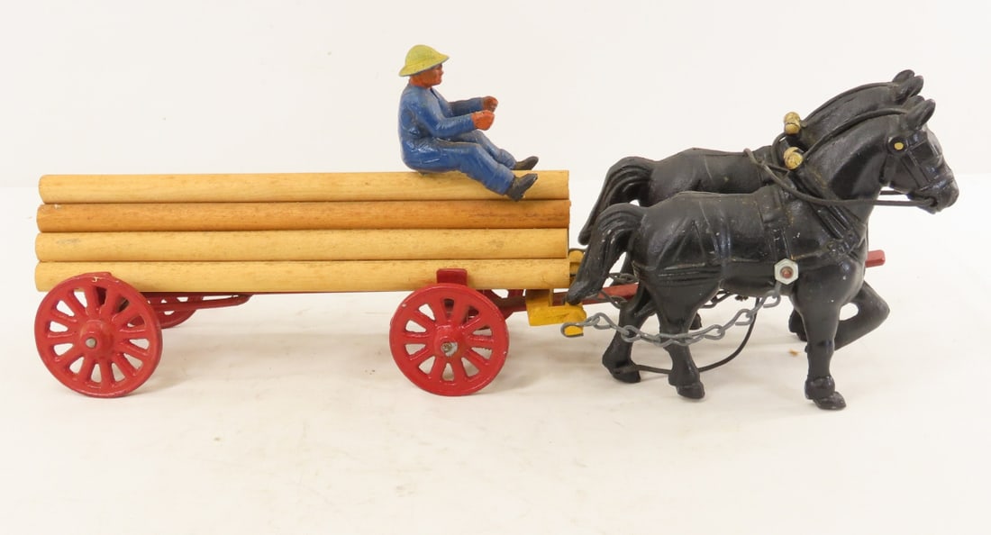 Cast Iron Horse Drawn Log Wagon - 6