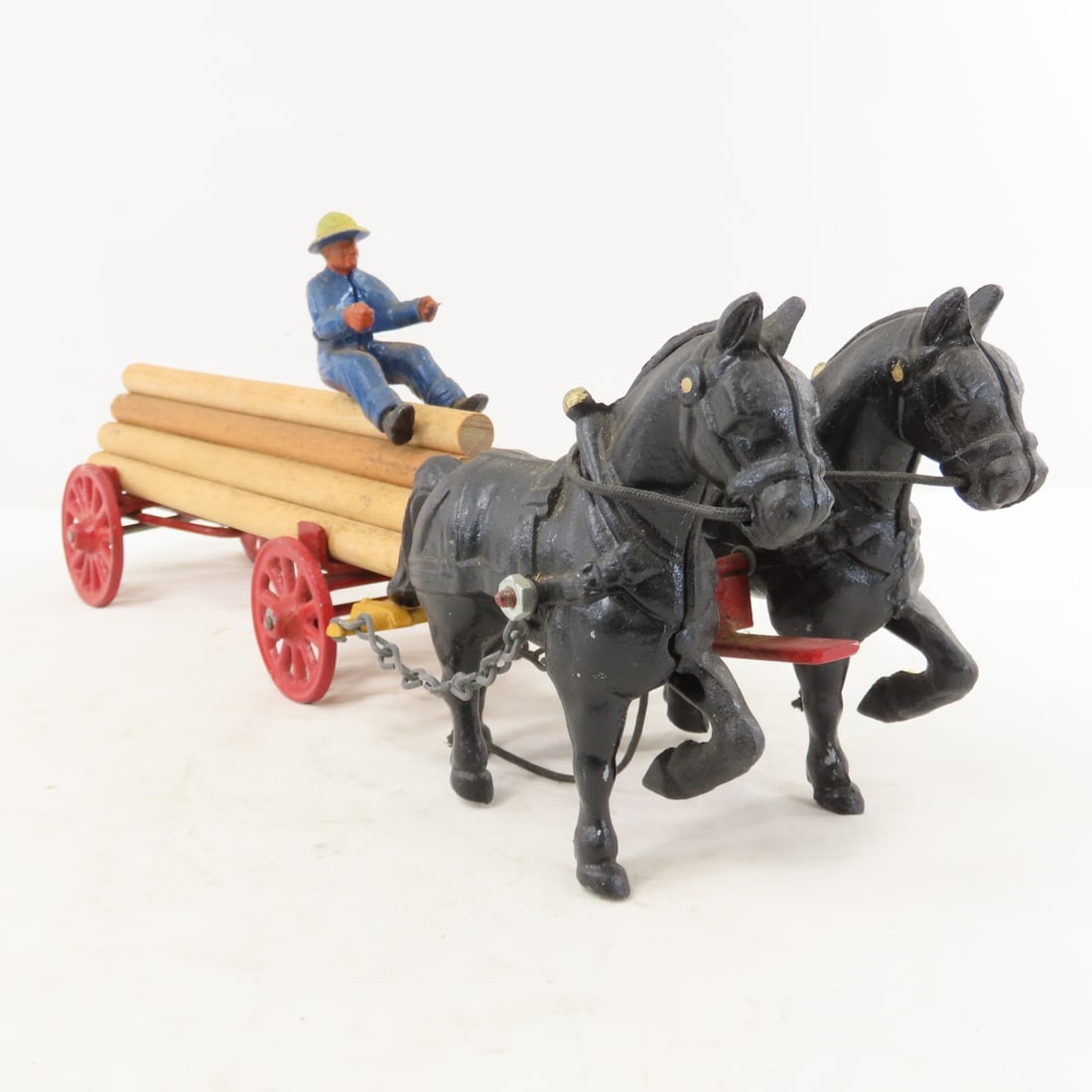 Cast Iron Horse Drawn Log Wagon - 7