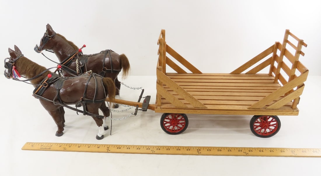 Custom Wood Bundle Wagon with Carved Mule Team - 2