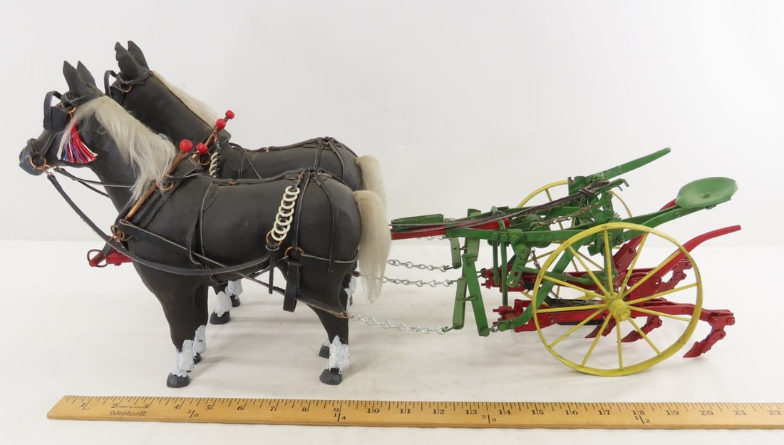 Custom 2 Mule Team Pulling John Deere Sulky Plow - 2