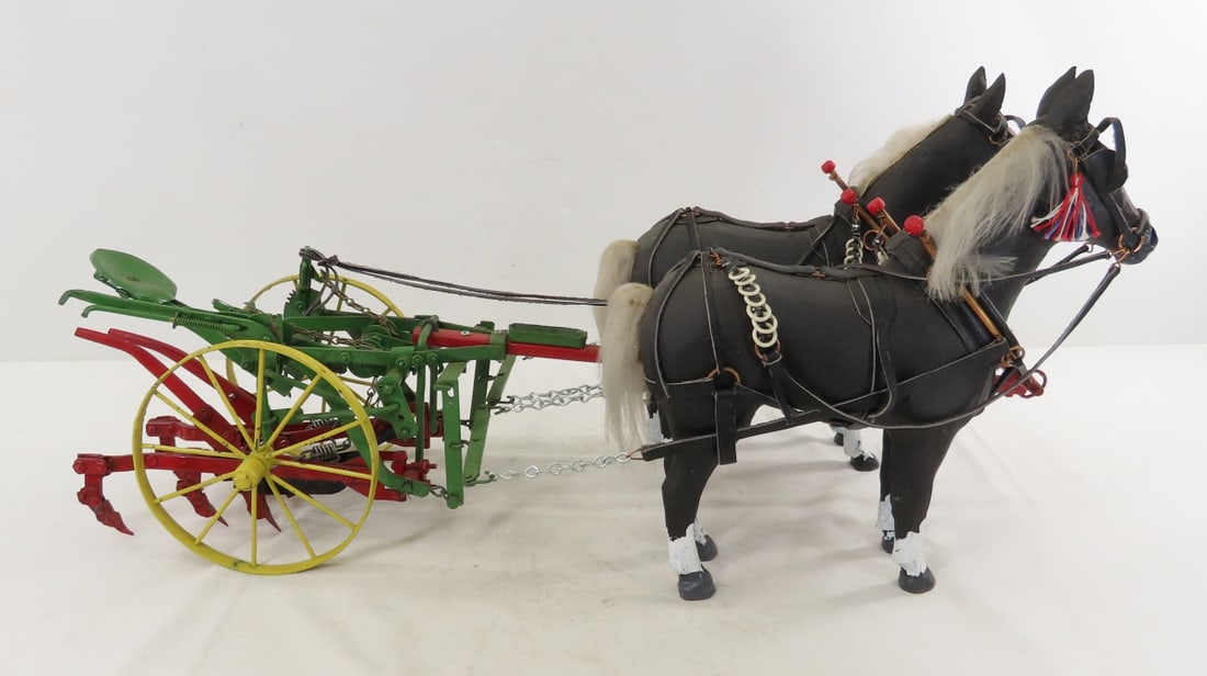 Custom 2 Mule Team Pulling John Deere Sulky Plow - 6