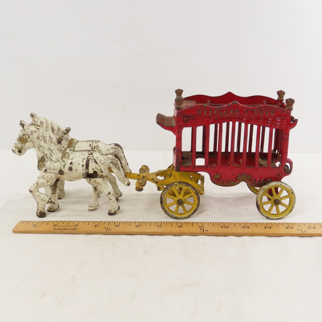 Kenton Cast Iron Overland Circus Wagon w/ 2 Horses - 2