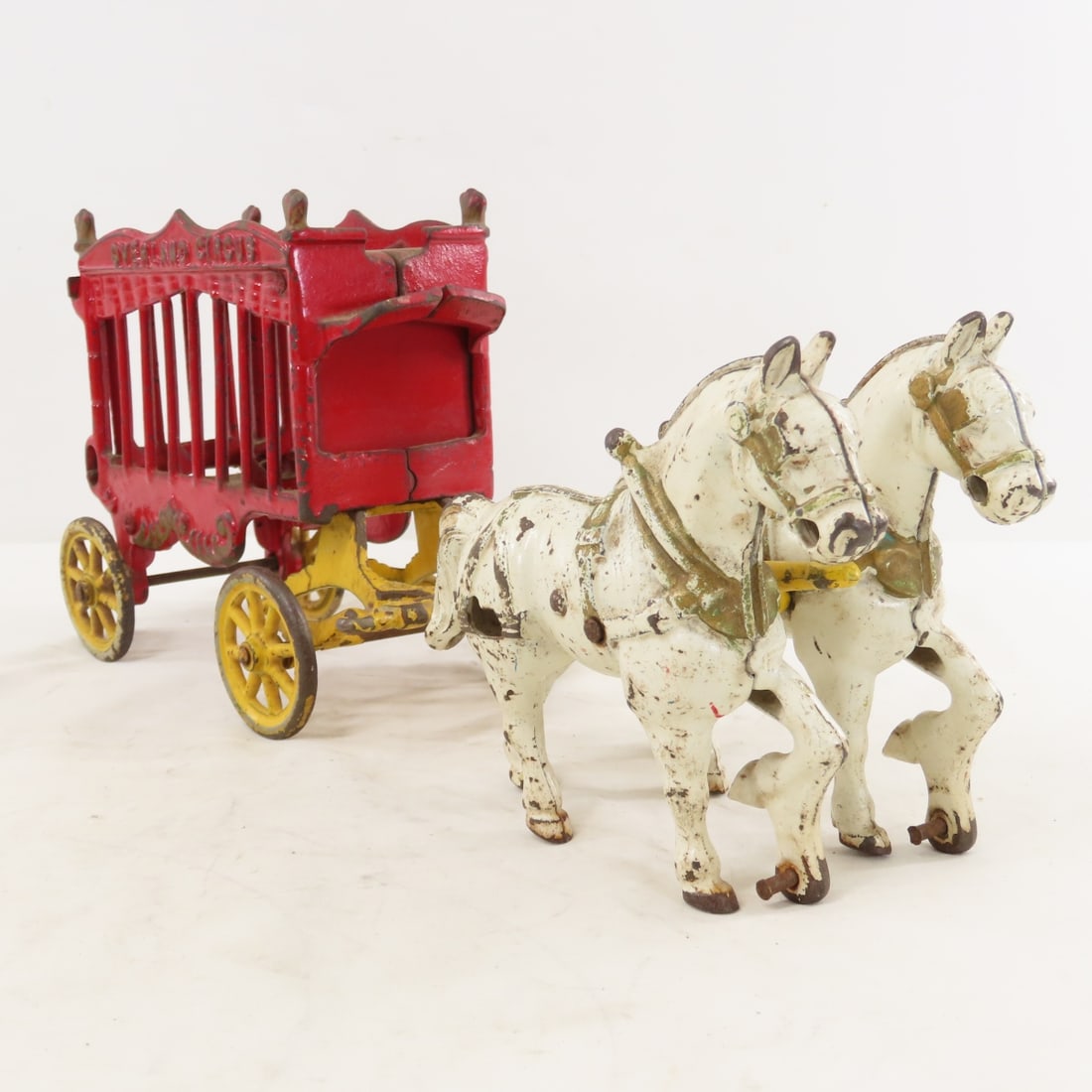Kenton Cast Iron Overland Circus Wagon w/ 2 Horses - 7