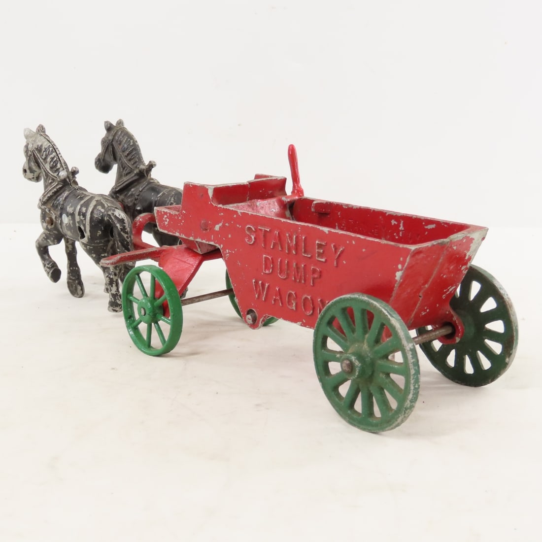 Cast Iron Stanley Dump Wagon with 2 Horse Team - 3