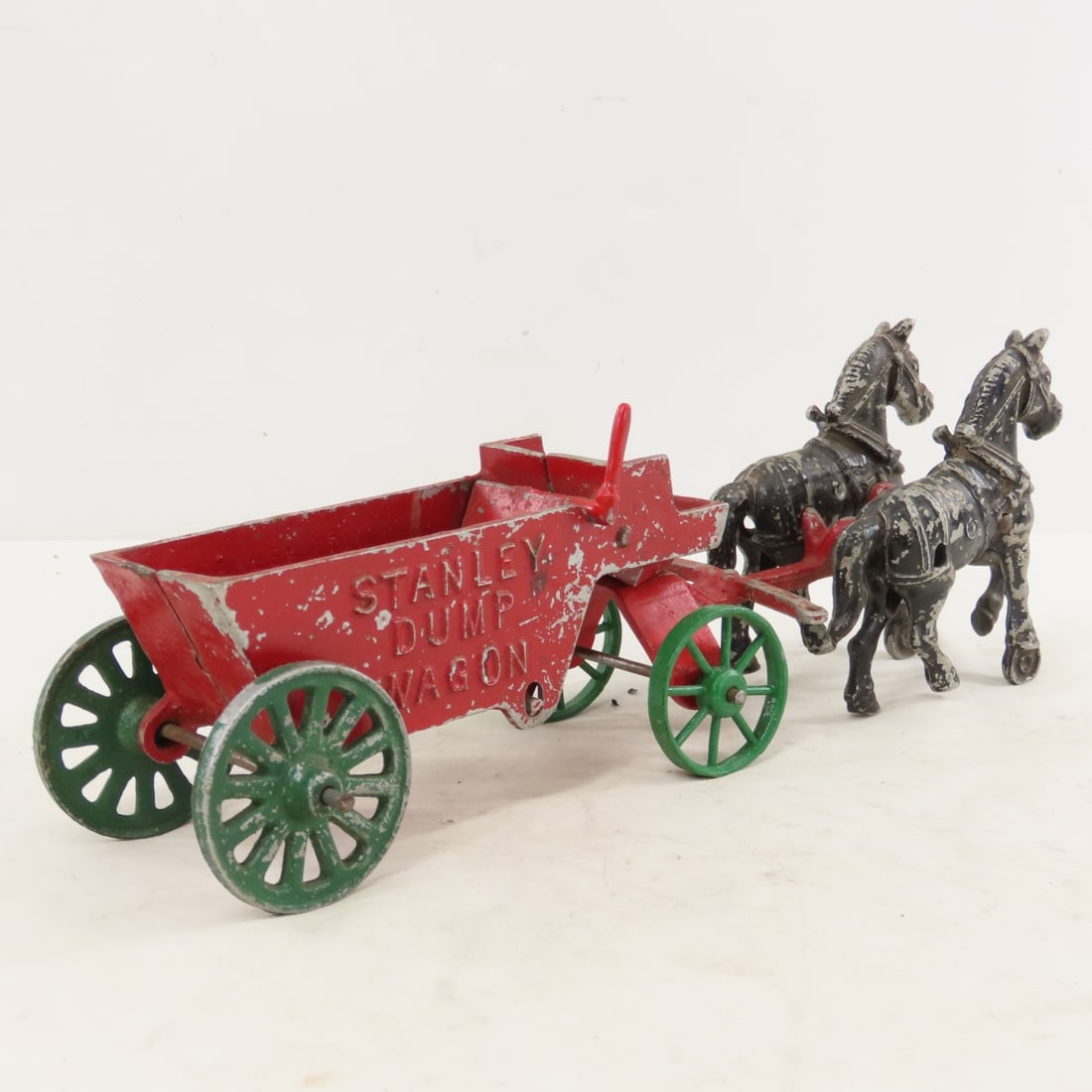 Cast Iron Stanley Dump Wagon with 2 Horse Team - 5