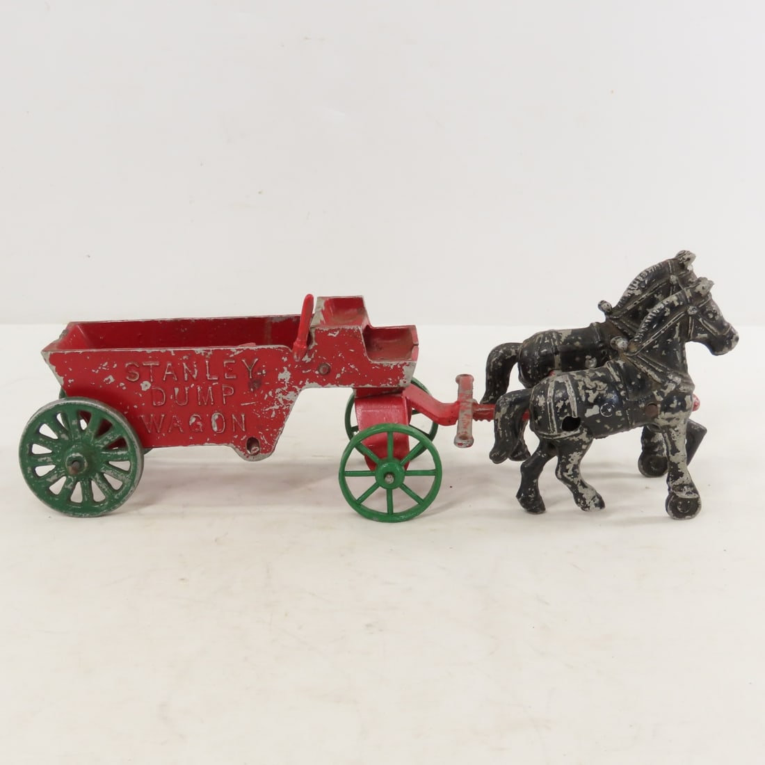 Cast Iron Stanley Dump Wagon with 2 Horse Team - 6