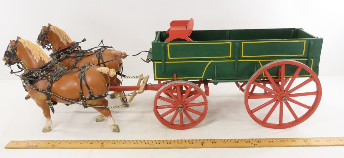 Custom Wood Wagon & Breyer Horse Team - 2