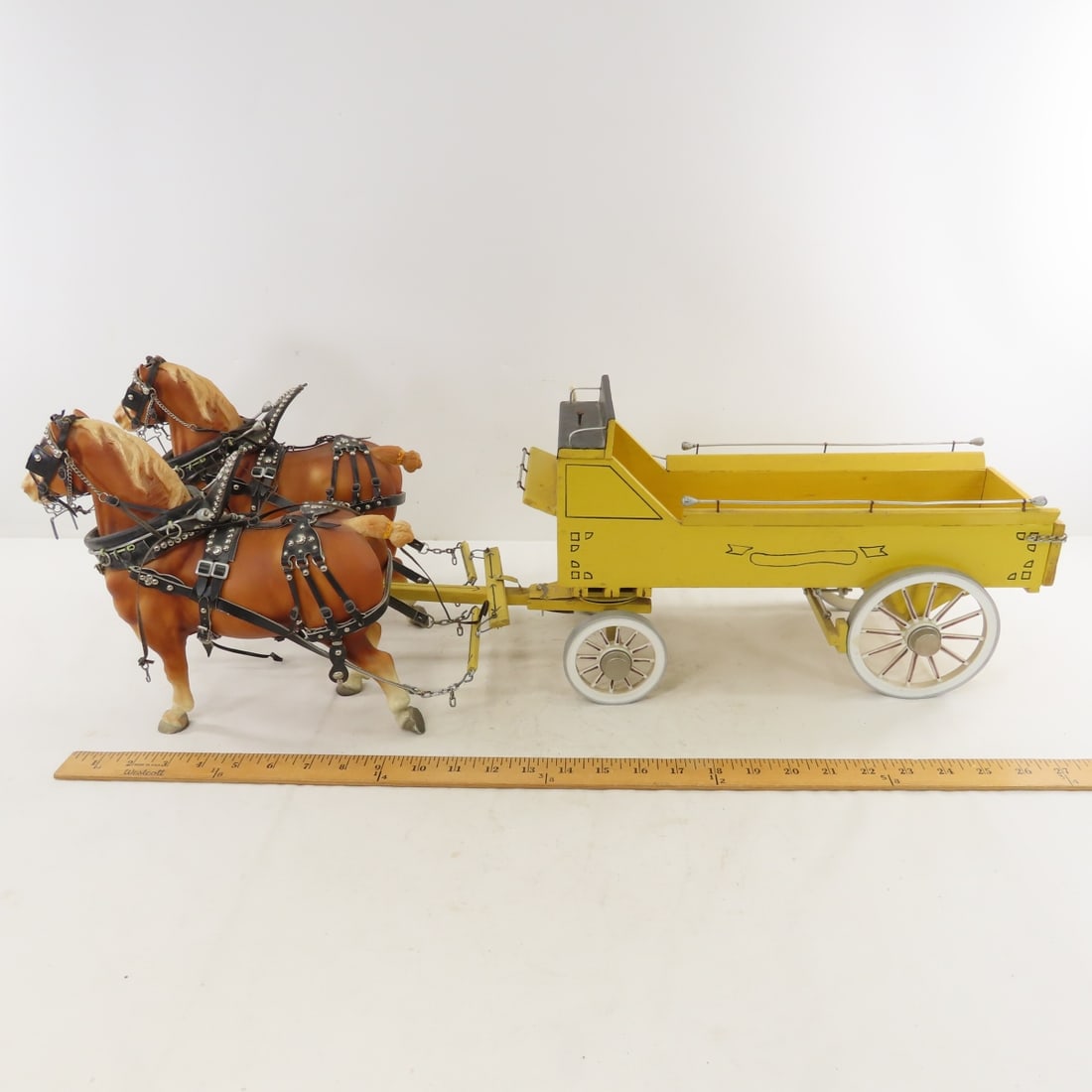 Custom Wood Farm Wagon & Breyer Horse Team - 2