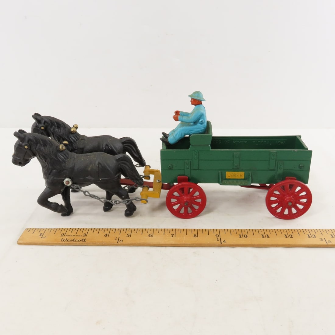 Cast Iron Weber Wagon with Driver & 2 Horse Team - 2