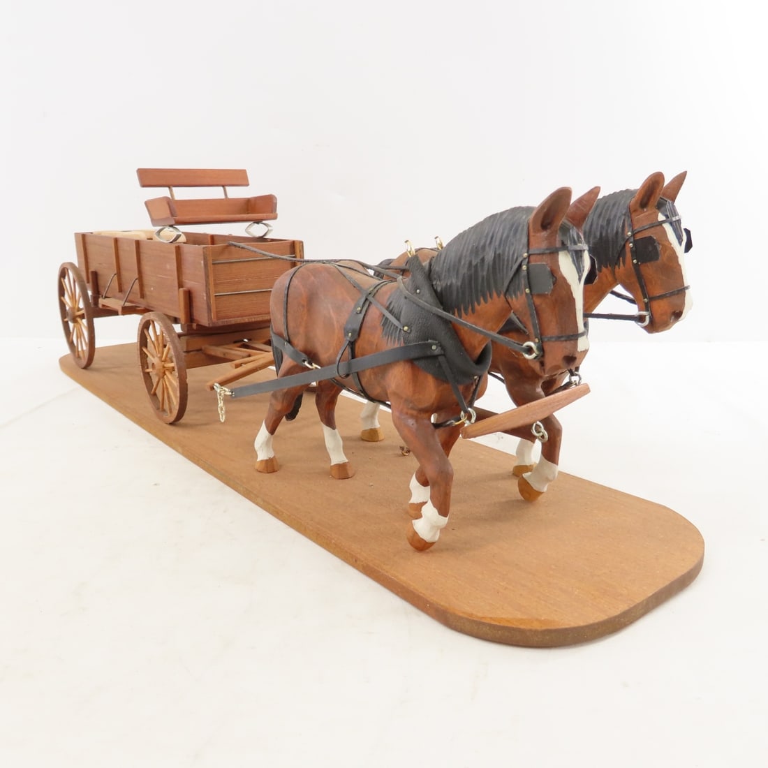 Fred Hornstien Wood Horse Drawn Farm Wagon Display - 7