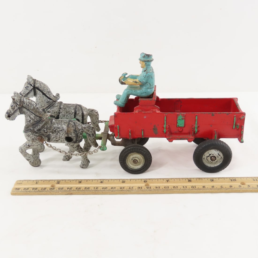 Arcade Cast Iron Horse Drawn Wagon & Driver - 2
