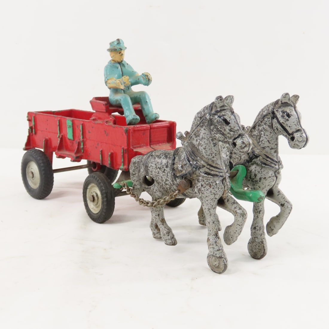 Arcade Cast Iron Horse Drawn Wagon & Driver - 7